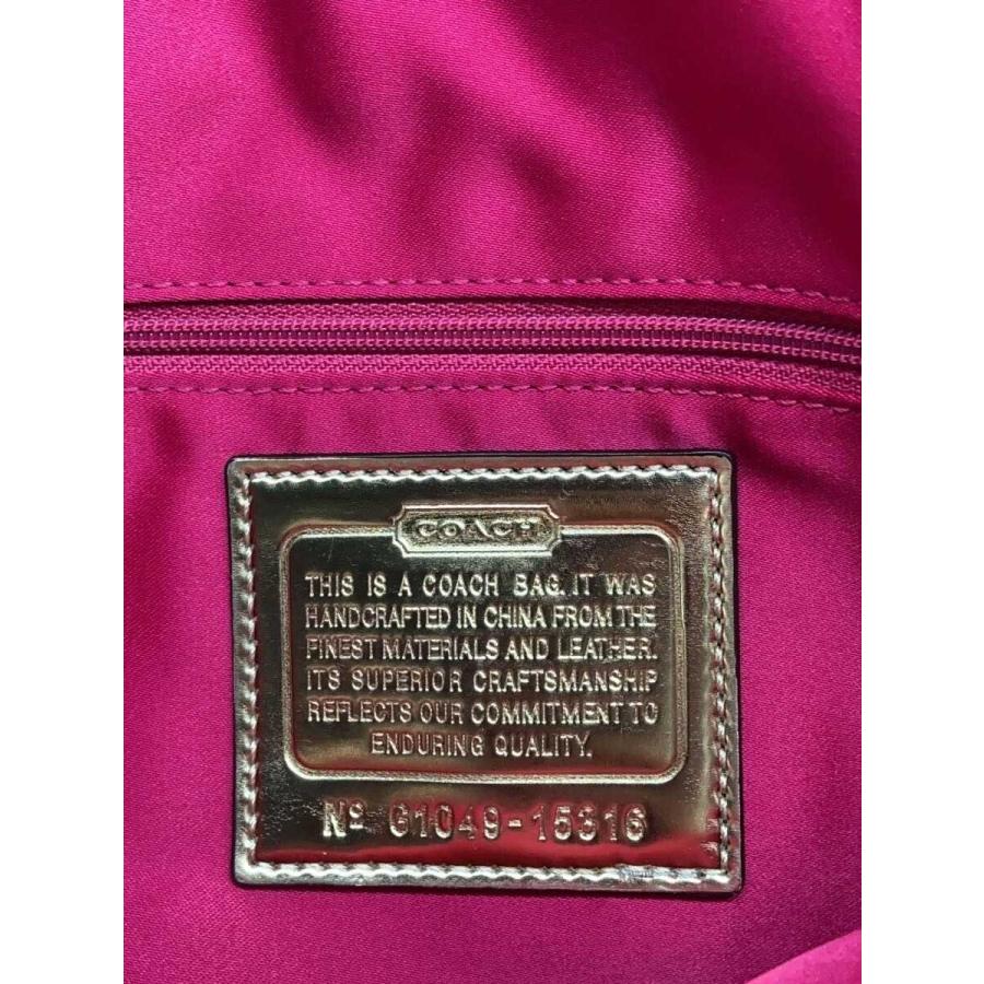 COACH◇サティーングラムトート_ポピー_シグネチャー_レッドレザー 