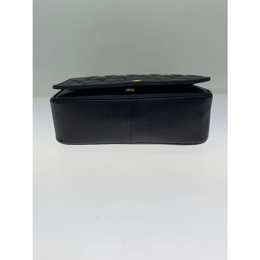 MOSCHINO◇チェーンショルダーバッグ/ハート/キルチィング/レザー/BLK