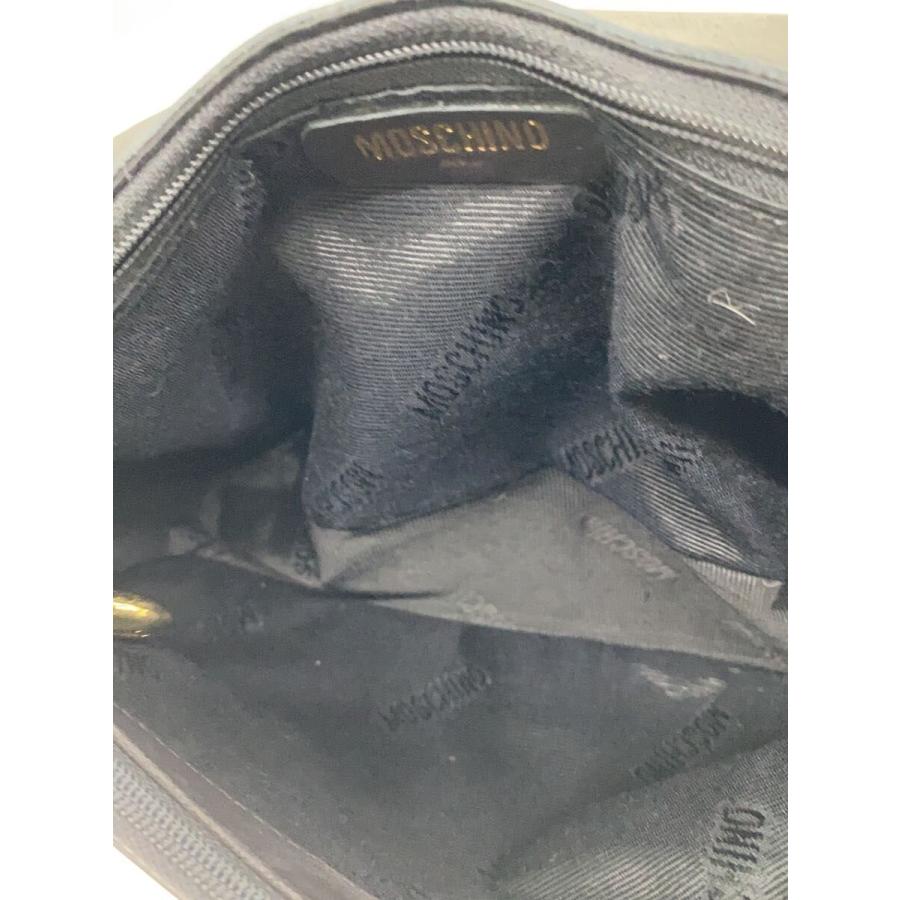 MOSCHINO◇チェーンショルダーバッグ/ハート/キルチィング/レザー/BLK