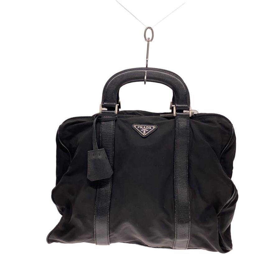 【PRADA 】プラダ　ボストンバッグ　トラベルバッグ　【インナーの破れあり】 PRADA◇ボストンバッグ/ナイロン/ブラック/無地/スレ有/内側破れ有