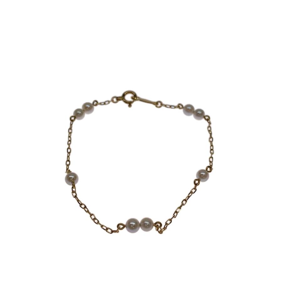 ミキモト　パールブレスレット　K18メンテナンス済み MIKIMOTO◇ブレスレット/パール/ゴールド/レディース/ステーション