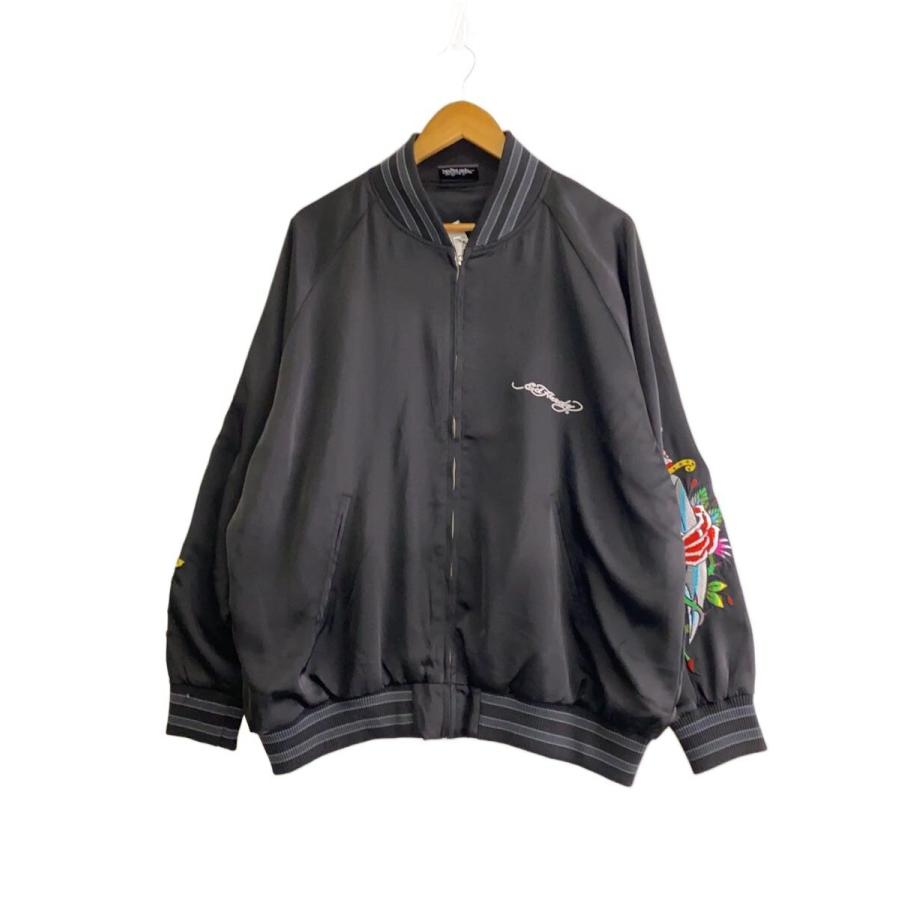 Ed Hardy◇スカジャン/スカル刺繍/L/ポリエステル/BLK/32253602