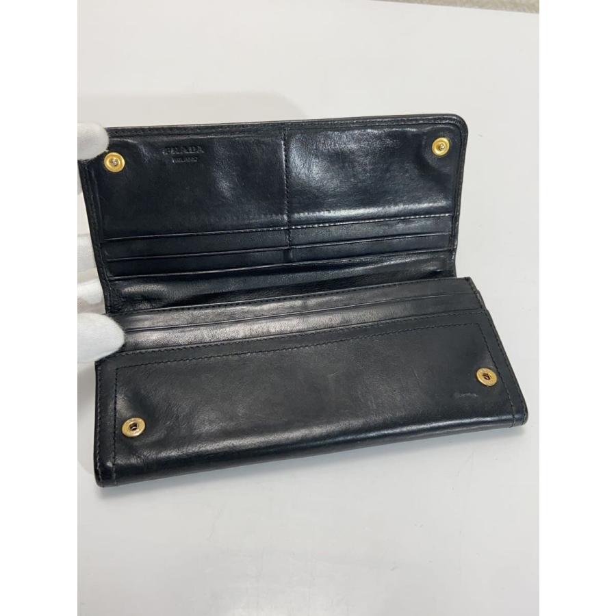 将愛　PRADA ブラック レザー 長財布 PRADA◇長財布/レザー/BLK/メンズ// : セカンドストリートYahoo!店