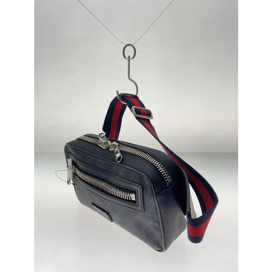 GUCCI◇ソフトGGスプリームボディバッグ/GGキャンバス/レザー/BLK/総柄