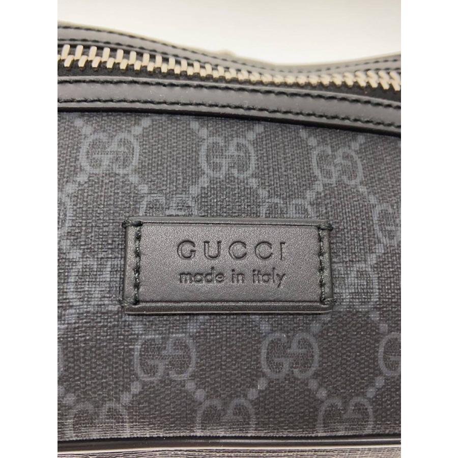 GUCCI◇ソフトGGスプリームボディバッグ/GGキャンバス/レザー/BLK/総柄