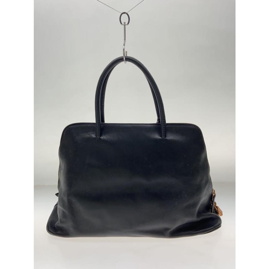 PRADA◇ボストンバッグ/レザー/BLK/無地 内側カビ有 : セカンド