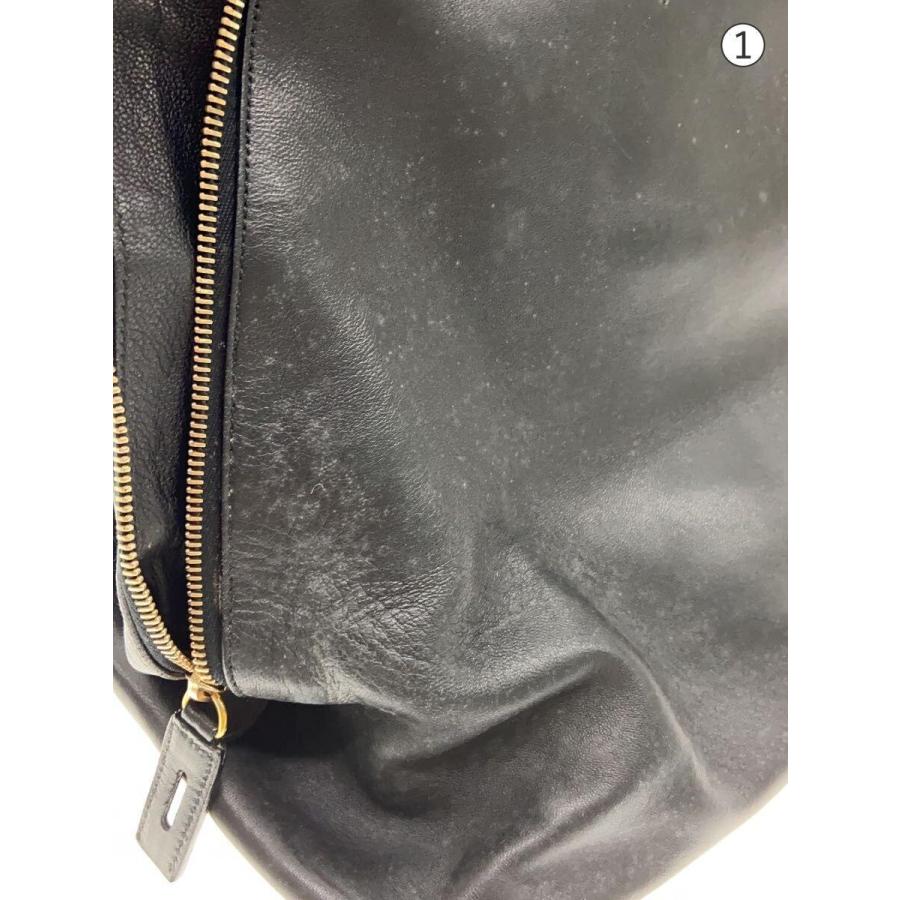 PRADA◇ボストンバッグ/レザー/BLK/無地 内側カビ有 : セカンド