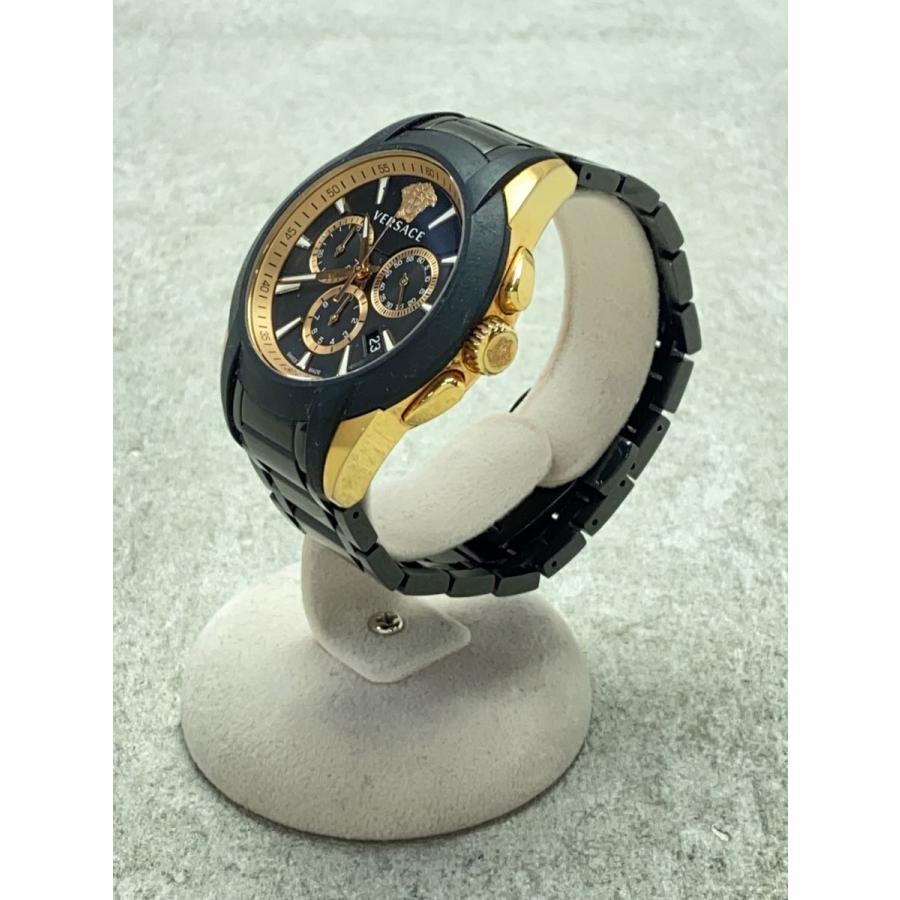 VERSACE◇メデューサ クロノグラフ/クォーツ腕時計/アナログ/BLK/BLK