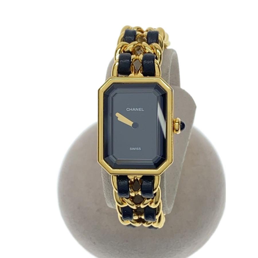 CHANEL◇プルミエール/クォーツ腕時計/アナログ/ブラック/ゴールド