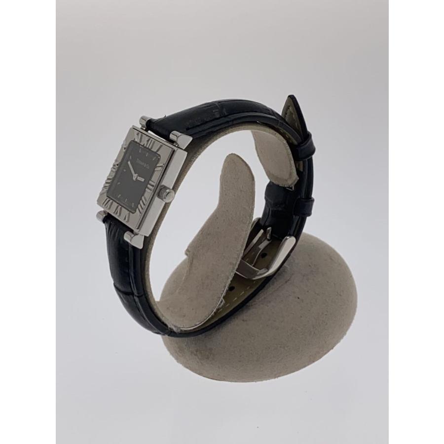 TIFFANY&Co.◇クォーツ腕時計/アナログ/レザー/BLK/BLK : セカンド