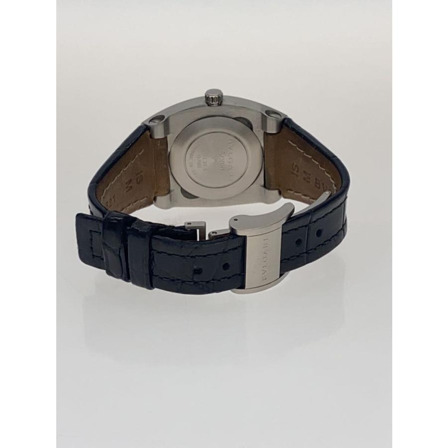 BVLGARI◇クォーツ腕時計/アナログ/レザー/BLK/BLK/EG30S// : セカンド