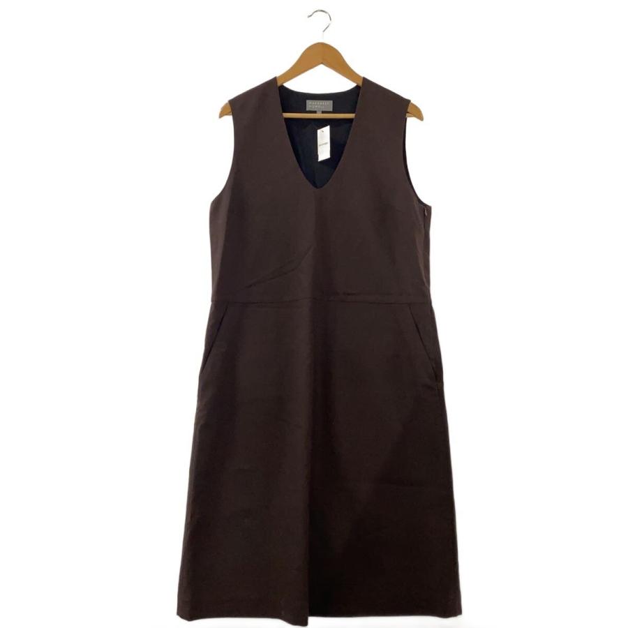 【MARGARET HOWELL】新品・タグ付ノースリーブひざ丈ワンピース MARGARET HOWELL◇ノースリーブワンピース/2/ウール/BRW/無地/578