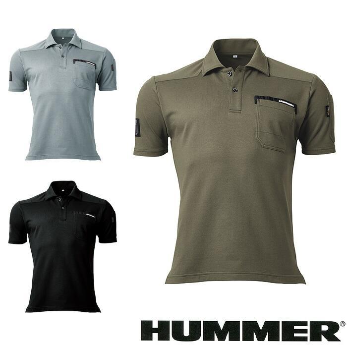 906215 HUMMER コーデュラ半袖ポロシャツ S〜5L 綿43％・ナイロン29
