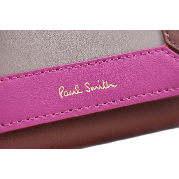 新品 ポールスミス がま口3つ折り財布 コントラストカラーブロック ペールピンク Paul Smith ポールスミス 財布 三つ折り がま口 レディース