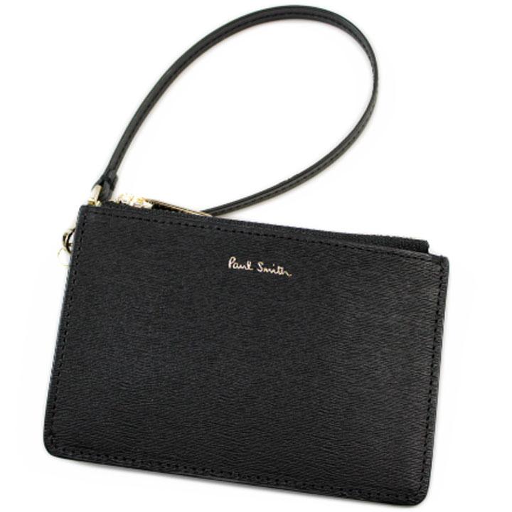 Paul Smith ケース カードケース キーリング付 ブラック レザー Paul Smith（ポール・スミス） パスケース 定期入れ ストラップ付