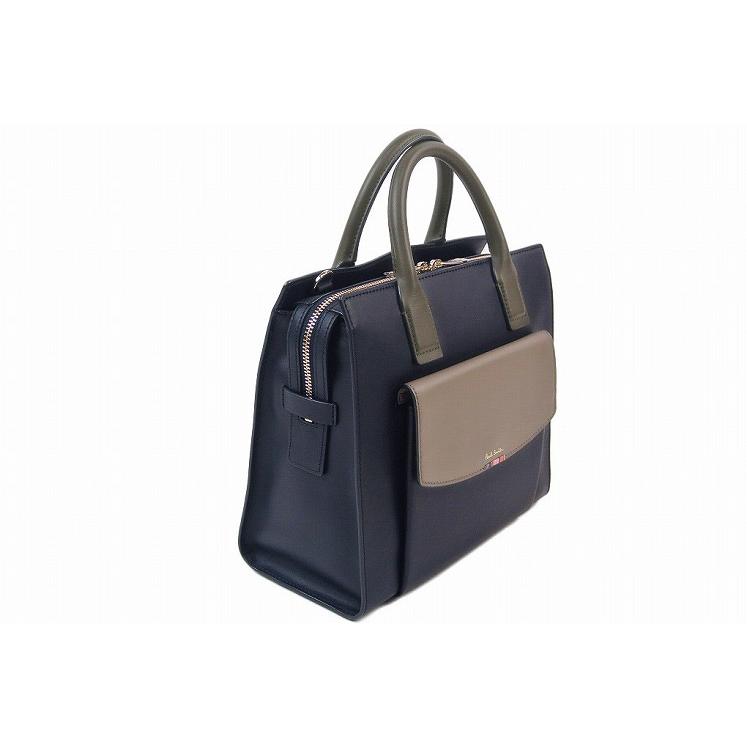 Paul Smith トートバッグ ネイビー マルチストライプ レザー 肩掛け Paul Smith（トートバッグ ・ ブルー・ネイビー/青色系）の
