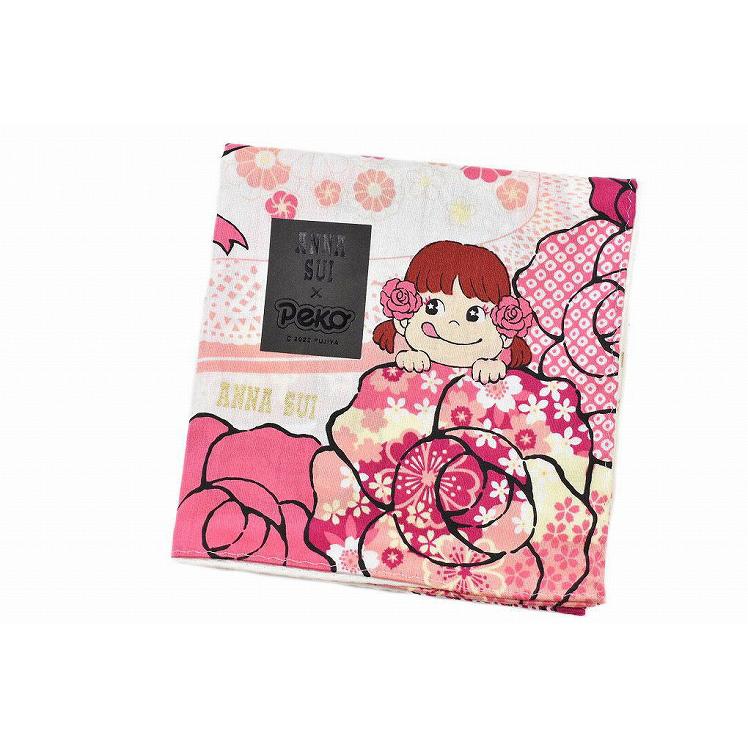 ハンカチ プレゼント レディース ブランド アナスイ ペコちゃん コラボ ケーキ ホワイト チェリーピンク 1枚 ファッションの