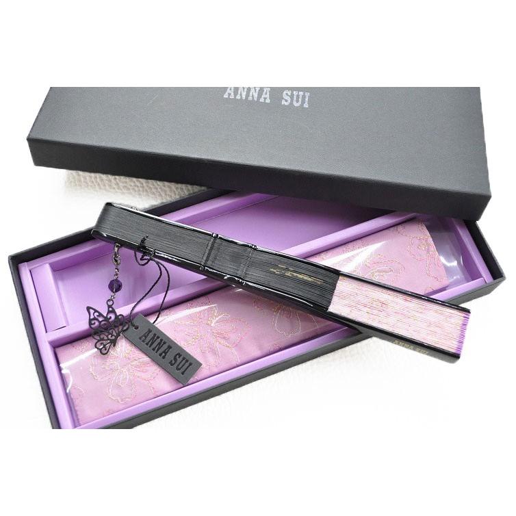 アナスイ パピヨン デザイン 扇子 箱付 ピンク : 16-v0663  