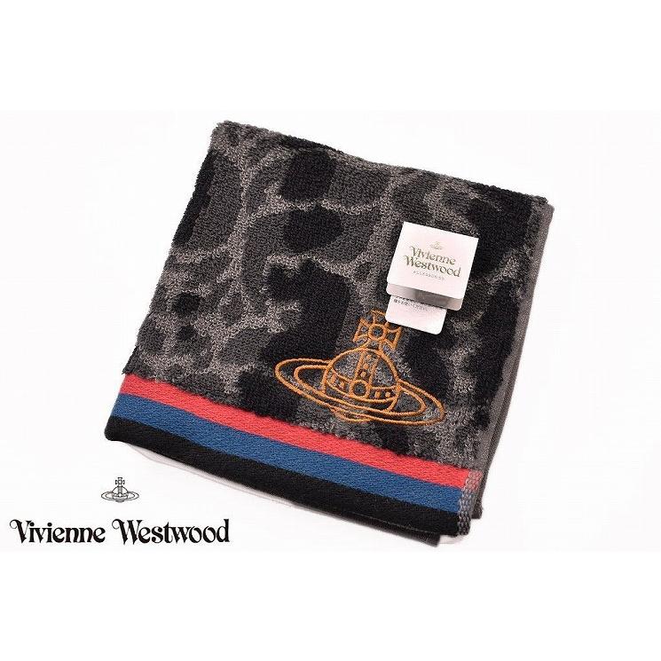 タオルハンカチ ブランド レディース ヴィヴィアン ウエストウッド 1枚 チャコール ボーダー ヘム オーブ 刺繍 販売