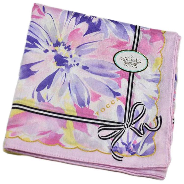 ハンカチ ブランド レディース トッカ 大判 1枚 ライト ピンク パープル フラワー リボン プリント 女性 婦人 税込 送料無料