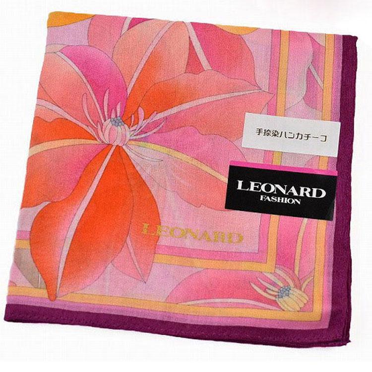 LEONARD（レオナール） ハンカチ レディース 1枚 ブランド ピンク