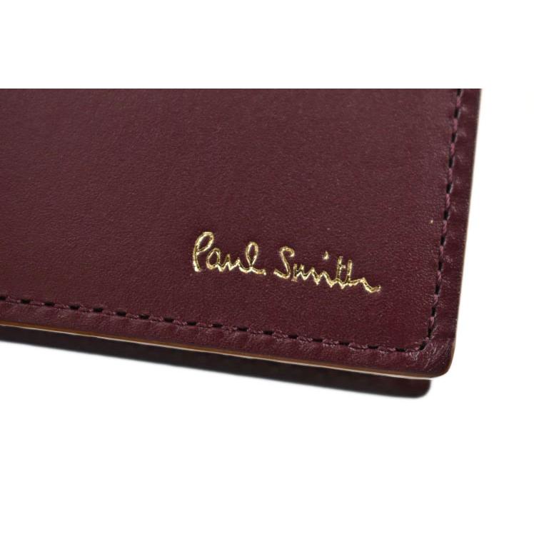 財布 メンズ 札入れ ポールスミス 二つ折り ブランド Paul Smith ストライプエッジ フラップ 専用箱付 ボルドー ワイン 男性 紳士 本革 PSQ183｜ssseason｜05