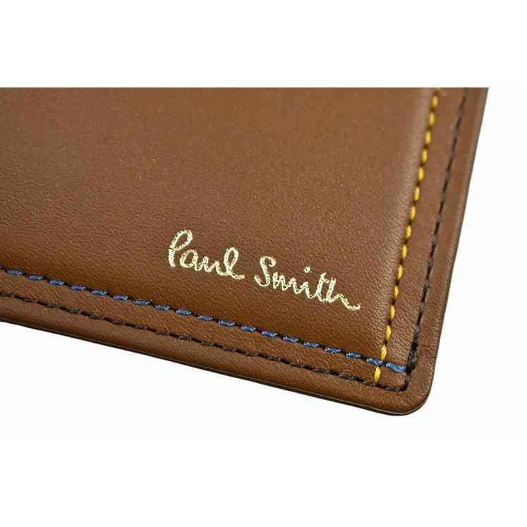 ポールスミス コインケース パスケース メンズ ブランド Paul Smith ブライト ストライプ ステッチ 小銭入れ 定期入れ 専用箱付 キャメル 男性 紳士 本革｜ssseason｜03