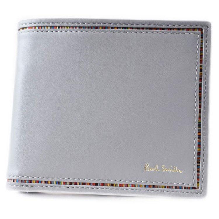 ポールスミス ストライプ 二つ折り財布 グレー ブランド Paul Smith