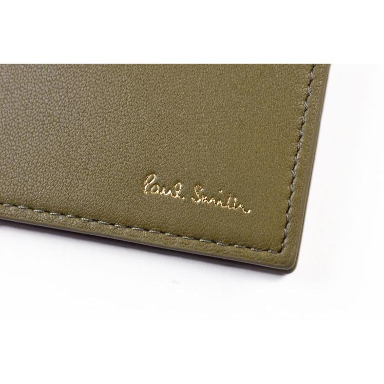 ポールスミス パスケース カードケース メンズ ブランド Paul Smith マルチストライプ トリムインサイド 専用箱付 カーキ BPS207_2