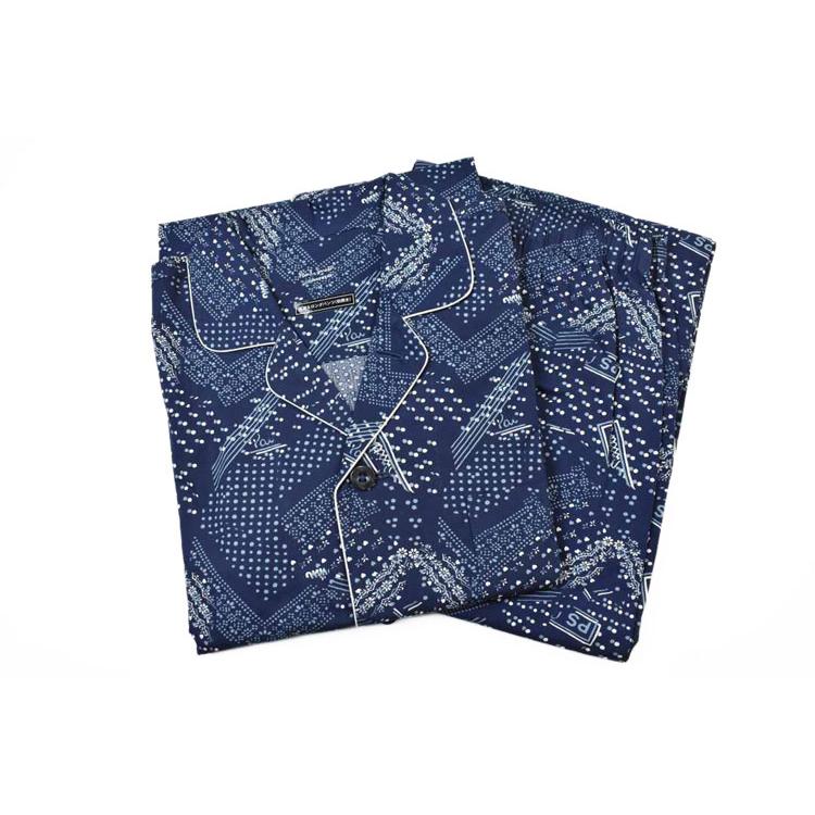 パジャマ メンズ ポールスミス バンダナ Bandana プリント 長袖 ロングパンツ 前開き 上下 セット ホームウェア M L LL 紺 ネイビー プレゼント ギフト 父の日