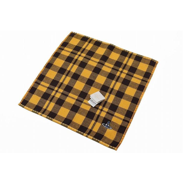 爆売り ヴィヴィアン ウエストウッド タオルハンカチ 1枚 メンズ ブランド イエロー ブラウン チェック 男性 紳士 Umb Digital