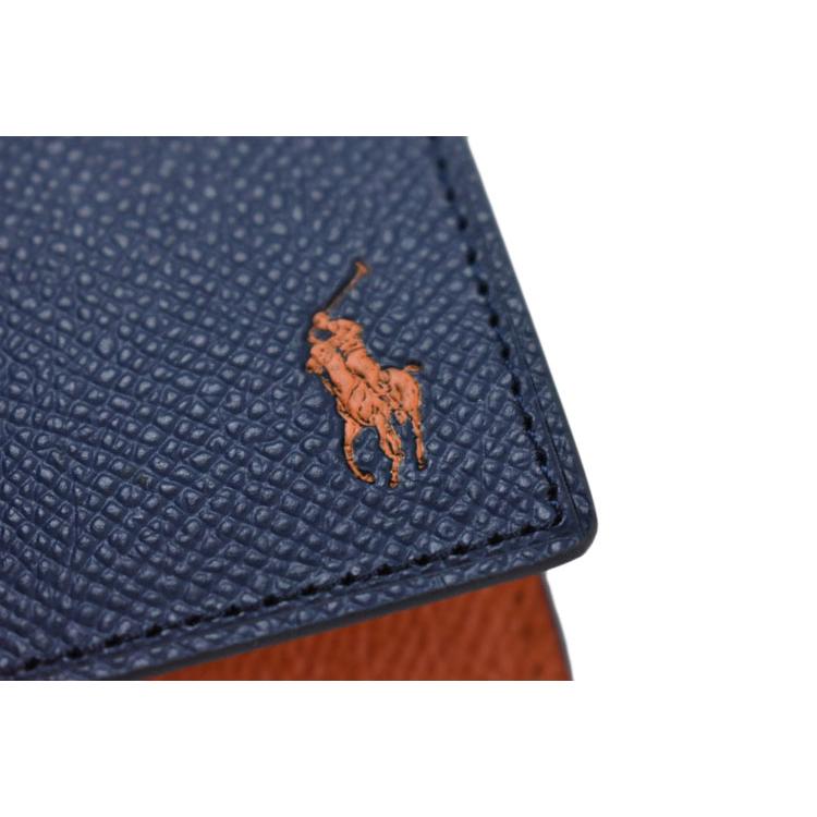 新品ポロラルフローレン コントラストレザーカードケース 名刺入ブラウン／ブルー POLO RALPH LAUREN（ポロ・ラルフローレン） ポロ ラルフローレン 名刺