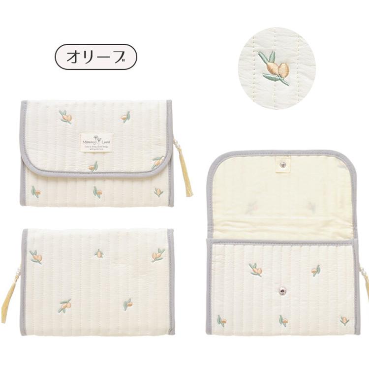母子手帳ケース イブルキルティング マルチケース ジャバラ 刺繍