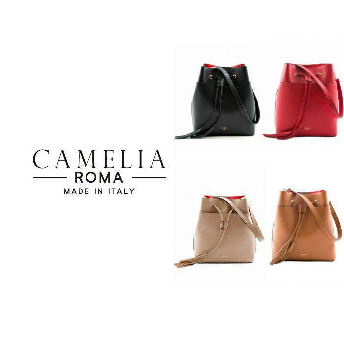 CAMELIA ROMA カメリアローマ レザー 巾着バッグ 大 4色 鞄 かばん レディース バック ショルダーバッグ ポシェット イタリア プレゼント 0008