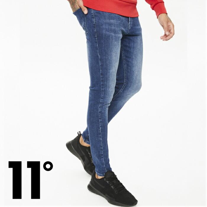 イレブンディグリーズ 11Degrees ESSENTIAL SUPER STRETCH JEANS SKINNY FIT MID BLUE WASH ミッドブルーウォッシュ ストレッチ デニム ジーンズ スキニー パン