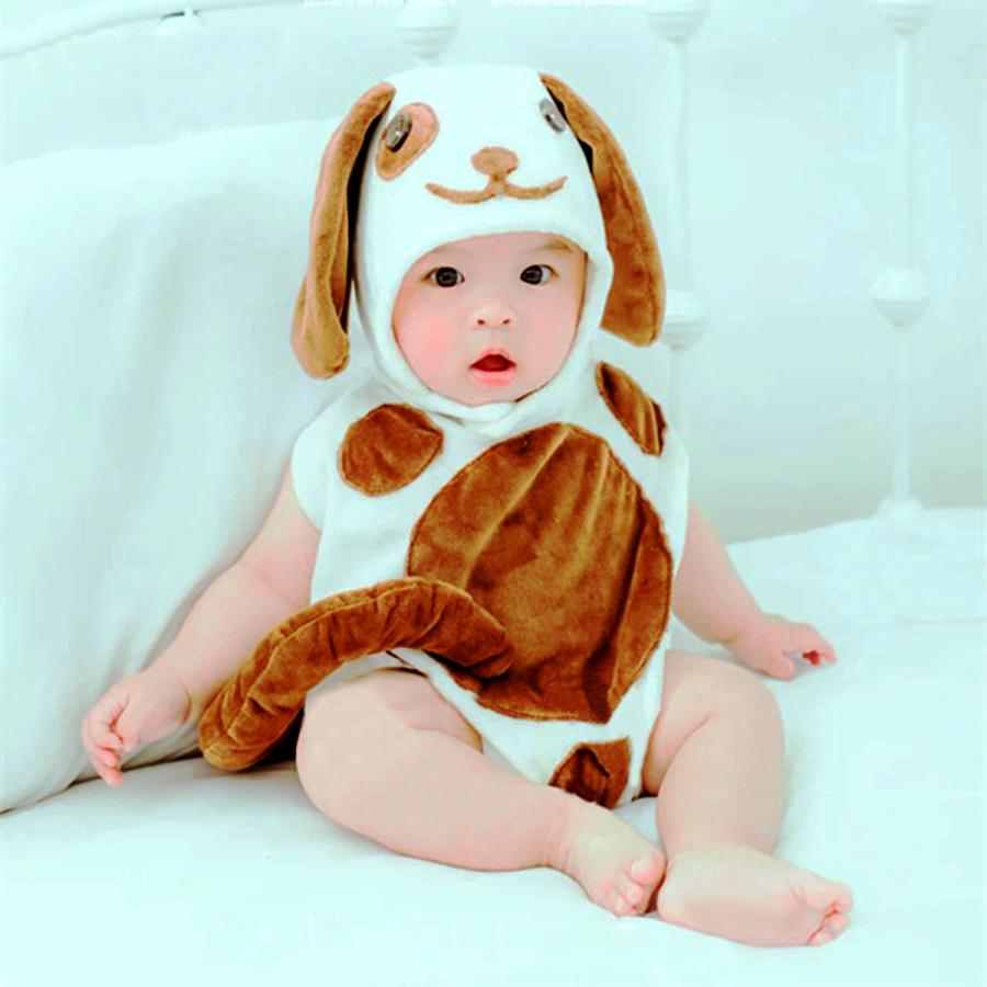 ニューボーンフォト ベビー わんこ 犬 ブラウン セット ワンコ 茶色 動物 寝相アート 衣裳 仮装 コスチューム 帽子 写真撮影 記念写真 年賀状 男の子 女の子 爆買いセール