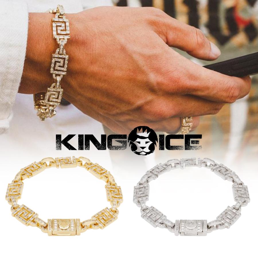 King Ice キングアイス ブレスレット 10mm Iced Greek Key Bracelet 14kゴールドメッキ ホワイトゴールドメッキ メンズ ブランド 人気 アクセサリー S S Shop 通販 Yahoo ショッピング
