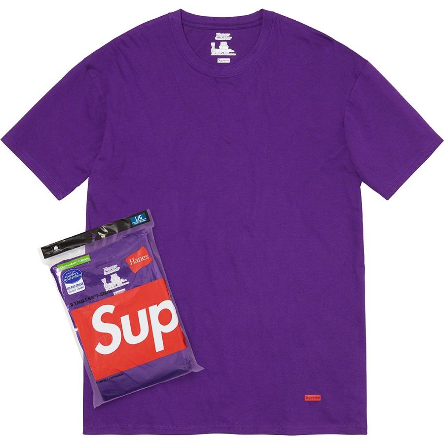 正規品 シュプリーム Supreme Hanes less Tees ヘインズ 半袖 ボックスロゴ Tシャツ 2枚パック パープル 紫 メンズ レディース 本物 衣類 S S Shop 通販 Yahoo ショッピング