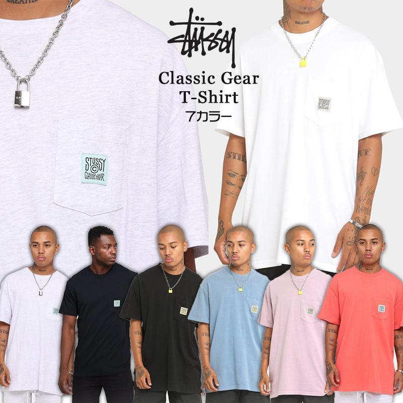 Stussy ステューシー Tシャツ ポケT 半袖 Classic Gear 7カラー ストリート系 ロゴ メンズ レディース ユニセックス