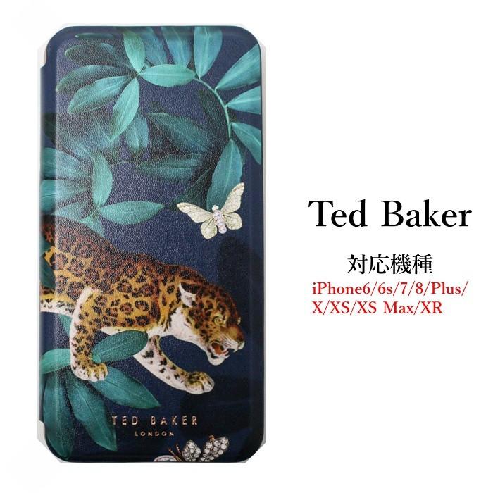 テッドベイカー Ted Baker ミラー付 手帳型 iPhone 6 6s 7 8 Plus X 公式 XS アイフォン アニマル フラワー 動 Case XSMax 花柄 おトク ケース スマホ 携帯 XR 二つ折