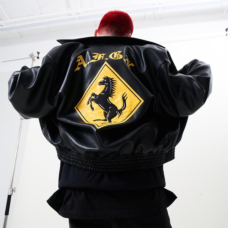 激安☆超特価 ダークホースデザイン英字刺繍レザージャケット econet.bi