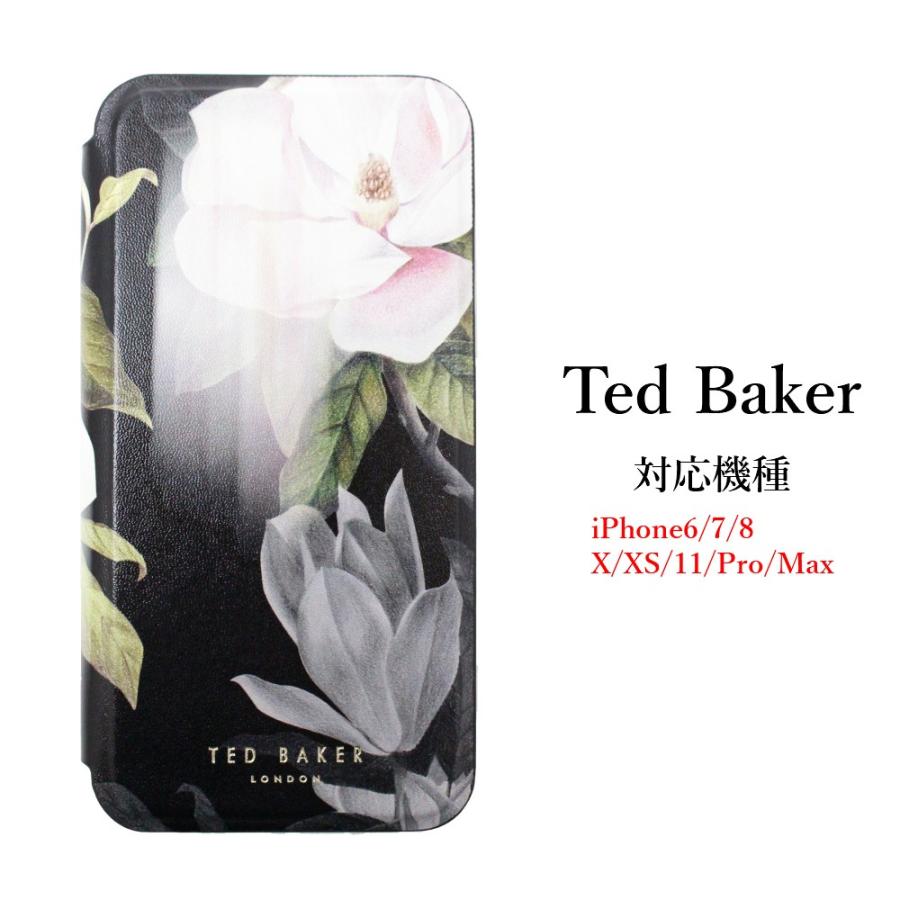 テッドベイカー Ted Baker ミラー付 カードスロット付 手帳型 iPhone 6 7 8 11 Pro Max X/XS Case