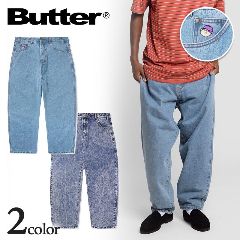 バターグッズ Butter Goods デニム パンツ Santosuosso 2カラー ジーンズ ブルー ロゴ ワッペン 刺繍 定番 大人気 メンズ  レディース ユニセックス スケーター :7600000030001:s.s shop - 通販 - Yahoo!ショッピング