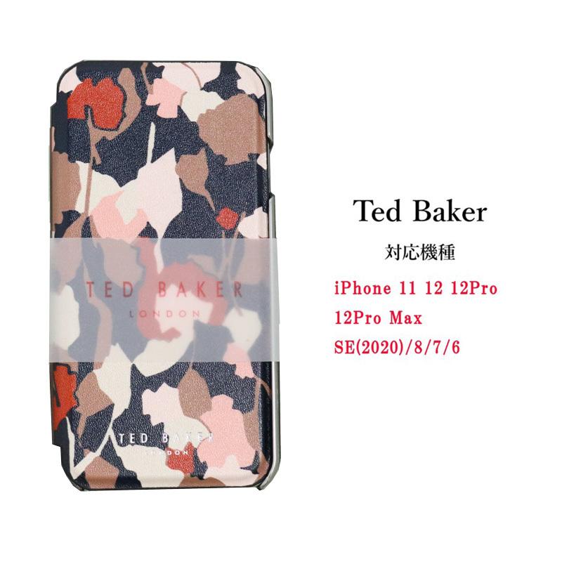 テッドベイカー Ted Baker ミラー付 手帳型 iPhone 11 12 Pro Max SE 2020 8 7 6 アイフォン ケース 二つ折  花柄 RETRO FLOOD LEAVES プリント シルバー [ス :85131:s.s shop - 通販 - Yahoo!ショッピング