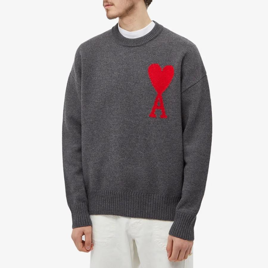 ami グレー セーター ハート刺繍 AMI PARIS アミパリス ハート刺繍 ニットセーター 長袖
