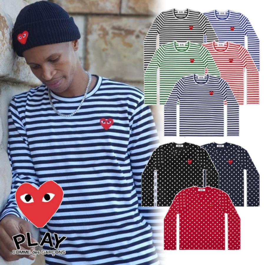 PLAY COMME des GARCONS 黒ボーダーロンT - Tシャツ