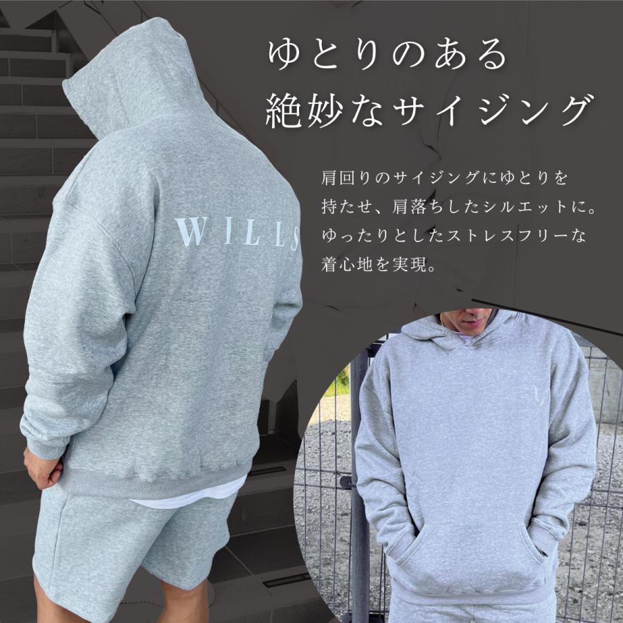 パーカー メンズ オーバーサイズ ESSENTIALS HOODIE プルオーバー バックプリント リフレクト 反射 筋トレ WILLS ユ00572｜ssshop｜03