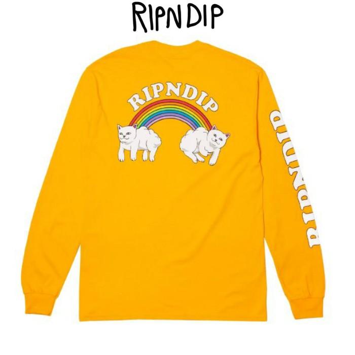 リップンディップ Ripndip Double Nerm Rainbow L S Gold ゴールド ロンt Tシャツ 長袖 かわいい エイリアン 宇宙人 ネコ キャット 猫 Rip N Dip スケーター Double Nerm Rainbow L S S S Shop 通販 Yahoo ショッピング