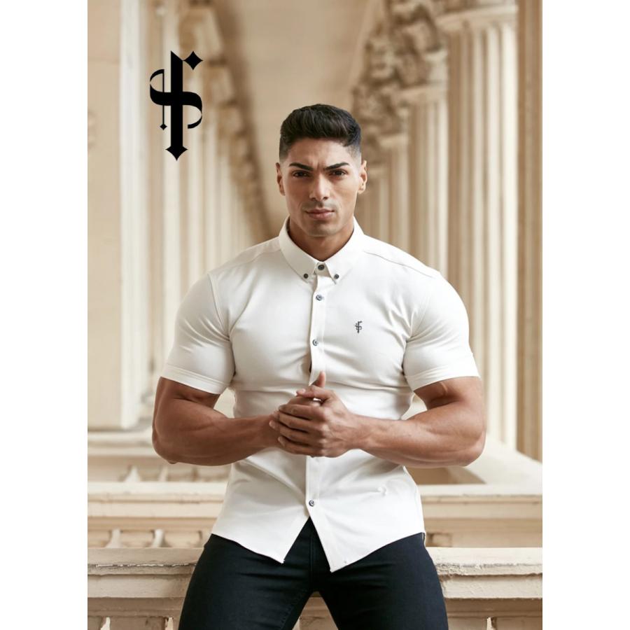 ファザー アンド サンズ Father Sons Super Slim Stretch Cream Denim Short Sleeve ストレッチ スリム シャツ 半袖 メンズ 筋トレ ジム ウエア スポー Fs2 S S Shop 通販 Yahoo ショッピング