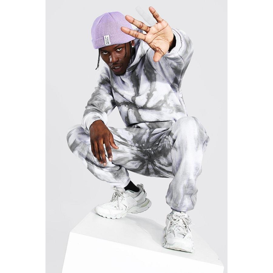 ブーフー boohoo 上下セット セットアップ パーカー ジョガーパンツ スウェット MAN Tie Dye Hooded Tracksuit  チャコール 長袖 トップス パンツ トラックスーツ